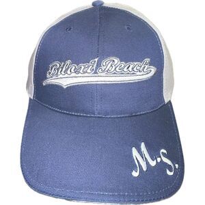Blue White Biloxi Beach‎ Mississippi MS Adjustable Strap Back Hat Cap